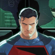 An older Superman looking at dossiers of the superhero team the Authority.